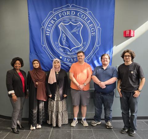 Left to right: Faculty advisor, Cassandra Fluker; Treasurer, Mastora Momim; Chair, Mariyah Saleh; Representative, Richard Cremeans; Secretary, Brandon James; Vice Chair, Gabriel Hassan;